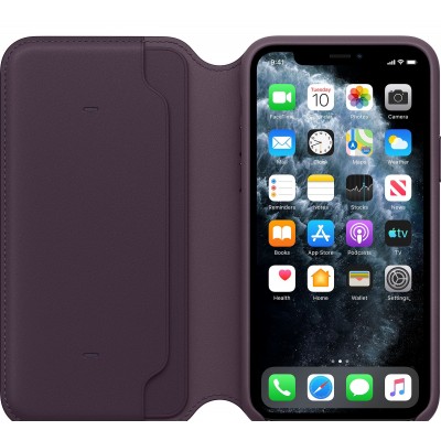 Apple iPhone 11 Pro Max Leather Folio - Aubergine (MX092)