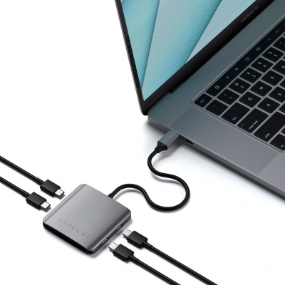 Мультипортовий адаптер Satechi Aluminum 4 Port USB-C Hub Space Gray (ST-UC4PHM)