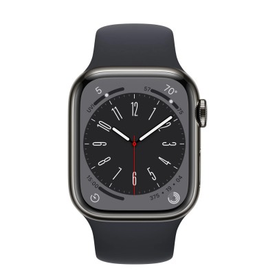 Apple Watch Series 8 GPS + Cellular 41mm Graphite Stainless Steel Case з Midnight Sport Band - Regular (MNJJ3)