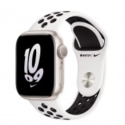 Apple Watch Nike Series 8 GPS 41mm Starlight Aluminum Case with Summit White/Black Nike Sport Band - Regular (MPGK3)