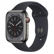 Apple Watch Series 8 GPS + Cellular 45mm Graphite Stainless Steel Case with Midnight Sport Band - Regular (MNKU3)