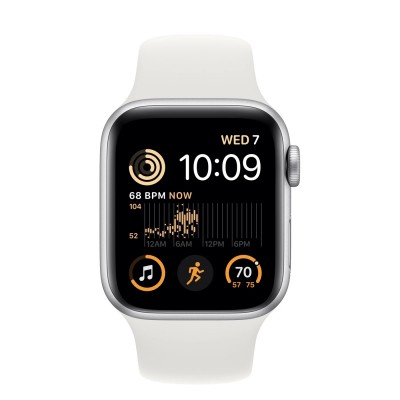 Apple Watch SE 2 GPS + Cellular 40mm Silver Aluminum Case with White Sport Band - Regular (MNPP3)