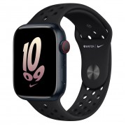 Apple Watch Nike Series 8 GPS + Cellular 45mm Midnight Aluminum Case with Black/Black Nike Sport Band - Regular (MPH43)