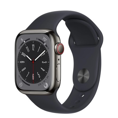 Apple Watch Series 8 GPS + Cellular 41mm Graphite Stainless Steel Case з Midnight Sport Band - Regular (MNJJ3)