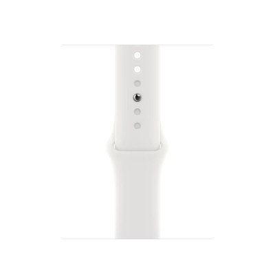 Apple Watch Series 8 GPS + Cellular 41mm Silver Stainless Steel Case with White Sport Band - Regular (MNJ53)