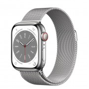 Apple Watch Series 8 GPS + Cellular 41mm Silver Stainless Steel Case with Milanese Loop Silver (MNJ73, MNJ83)