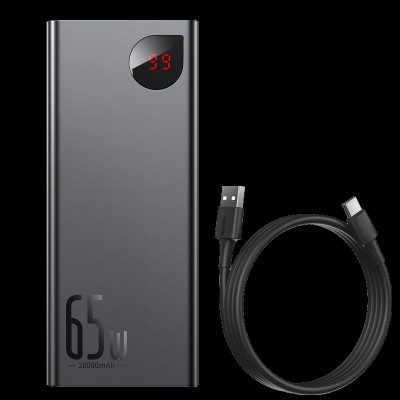Зовнішній акумулятор Baseus Adaman Metal Digital Display Quick Charge Power Bank 65W 20000mAh Black (PPIMDA-D01)