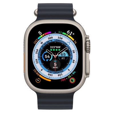 Apple Watch Ultra GPS + Cellular 49mm Titanium Case with Midnight Ocean Band (MQET3, MQFK3)