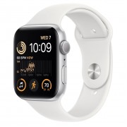 Apple Watch SE 2 GPS 44mm Silver Aluminum Case with White Sport Band - Regular (MNK23)