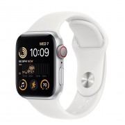 Apple Watch SE 2 GPS + Cellular 40mm Silver Aluminum Case with White Sport Band - Regular (MNPP3)
