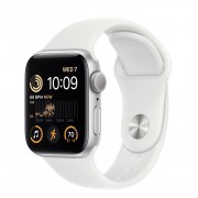 Apple Watch SE 2 GPS 40mm Silver Aluminum Case with White Sport Band - Regular (MNJV3)