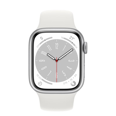 Apple Watch Series 8 GPS 41mm Silver Aluminum Case with White Sport Band - Regular (MP6K3)