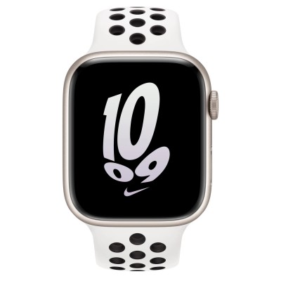 Apple Watch Nike Series 8 GPS + Cellular 45mm Starlight Aluminum Case with Summit White/Black Nike Sport Band - Regular (MPH13)