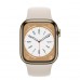 Apple Watch Series 8 GPS + Cellular 41mm Gold Stainless Steel Case with Starlight Sport Band - Regular (MNJC3)