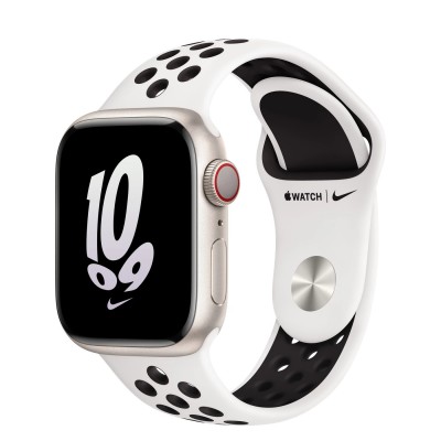 Apple Watch Nike Series 8 GPS + Cellular 41mm Starlight Aluminum Case with Summit White/Black Nike Sport Band - Regular (MPGK3)