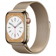 Apple Watch Series 8 GPS + Cellular 45mm Gold Stainless Steel Case with Milanese Loop Gold (MNKP3, MNKQ3)