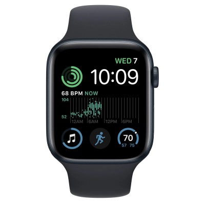 Apple Watch SE 2 GPS 44mm Midnight Aluminum Case with Midnight Sport Band - Regular (MNK03)