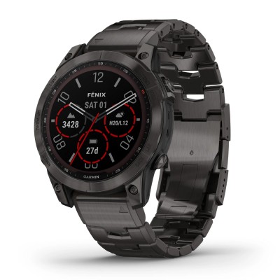 Смарт-часы Garmin Fenix 7 Sapphire Solar Carbon Grey DLC Titanium with Carbon Grey DLC Vented Titanium Band (010-02540-39)