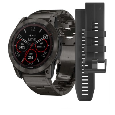 Смарт-часы Garmin Fenix 7 Sapphire Solar Carbon Grey DLC Titanium with Carbon Grey DLC Vented Titanium Band (010-02540-39)