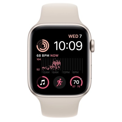 Apple Watch SE 2 GPS 44mm Starlight Aluminum Case with Starlight Sport Band - M/L (MNTE3)