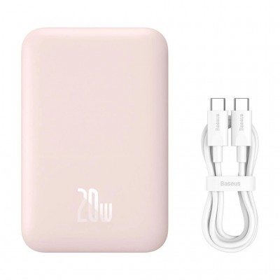 Внешний аккумулятор с беспроводной зарядкой Baseus Magnetic Wireless Power Bank 6000mAh 20W Pink (PPCX020004)