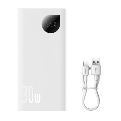Внешний аккумулятор Baseus Adaman Metal Digital Display 10000 mAh 30W White (PPAD040002)