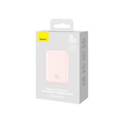Внешний аккумулятор с беспроводной зарядкой Baseus Magnetic Wireless Power Bank 6000mAh 20W Pink (PPCX020004)