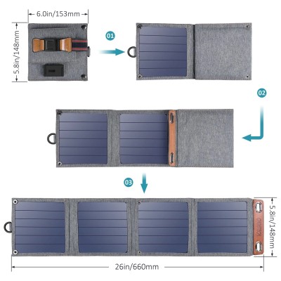 Зарядное устройство на солнечной батарее Choetech 14W Portable Solar Charger Panel with USB (SC004)