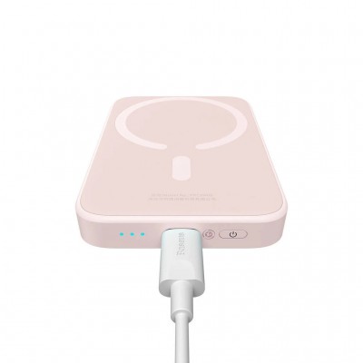 Внешний аккумулятор с беспроводной зарядкой Baseus Magnetic Wireless Power Bank 6000mAh 20W Pink (PPCX020004)