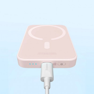 Внешний аккумулятор с беспроводной зарядкой Baseus Magnetic Wireless Power Bank 6000mAh 20W Pink (PPCX020004)