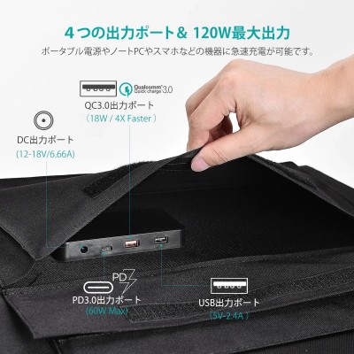 Зарядное устройство на солнечной батарее Choetech 120W Foldable Solar Charger Panel with Kickstands 18V DC+60W PD Type C (SC008)