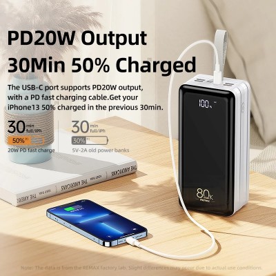 Внешний аккумулятор REMAX Chinen Series PD+QC Multi-compatible Fast Charging Power Bank with LED Light 80000mAh 22.5W (RPP-291)