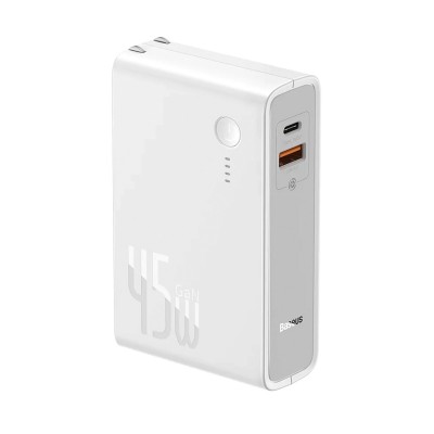 Мережевий зарядний пристрій та зовнішній акумулятор Baseus GaN Power Bank 10000mAh & Charger 45W White (PPNLD-F02)