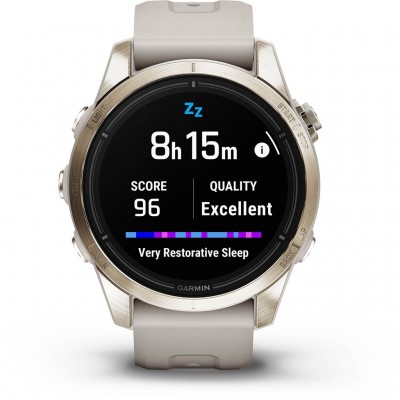 Смарт-годинник Garmin Epix Pro (Gen 2) Sapphire Edition, 42 mm Soft Gold with Light Sand Band (010-02802-11)