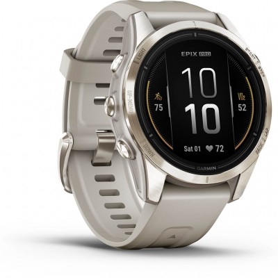 Смарт-годинник Garmin Epix Pro (Gen 2) Sapphire Edition, 42 mm Soft Gold with Light Sand Band (010-02802-11)