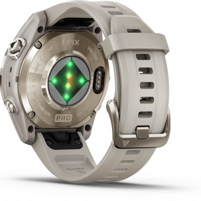 Смарт-годинник Garmin Epix Pro (Gen 2) Sapphire Edition, 42 mm Soft Gold with Light Sand Band (010-02802-11)
