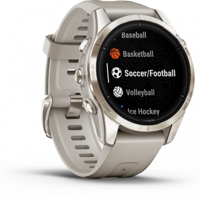 Смарт-годинник Garmin Epix Pro (Gen 2) Sapphire Edition, 42 mm Soft Gold with Light Sand Band (010-02802-11)