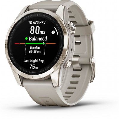 Смарт-годинник Garmin Epix Pro (Gen 2) Sapphire Edition, 42 mm Soft Gold with Light Sand Band (010-02802-11)