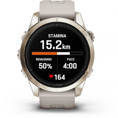 Смарт-годинник Garmin Epix Pro (Gen 2) Sapphire Edition, 42 mm Soft Gold with Light Sand Band (010-02802-11)