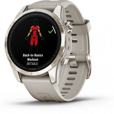 Смарт-годинник Garmin Epix Pro (Gen 2) Sapphire Edition, 42 mm Soft Gold with Light Sand Band (010-02802-11)