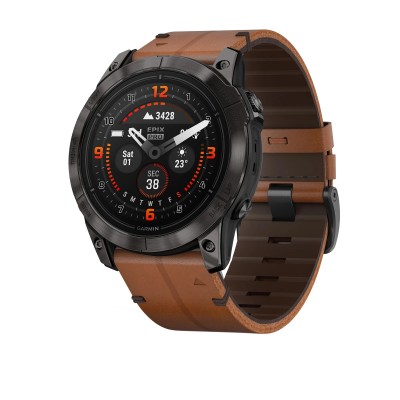 Смарт-годинник Garmin Epix Pro (Gen 2) Sapphire Edition | 51 мм Carbon Grey DLC Titanium with Chestnut Leather Band (010-02804-30)