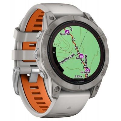 Смарт-годинник Garmin Fenix 7 Pro Sapphire Solar Edition, 47 мм Titanium with Fog Gray/Ember Orange Band (010-02777-20/21)