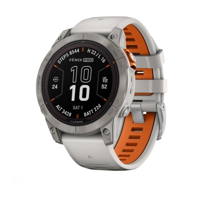 Смарт-годинник Garmin Fenix 7 Pro Sapphire Solar Edition, 47 мм Titanium with Fog Gray/Ember Orange Band (010-02777-20/21)