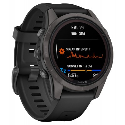 Смарт-часы Garmin Fenix 7S Pro Sapphire Solar Edition | 42 мм Carbon Gray DLC Titanium with Black Band (010-02776-11)