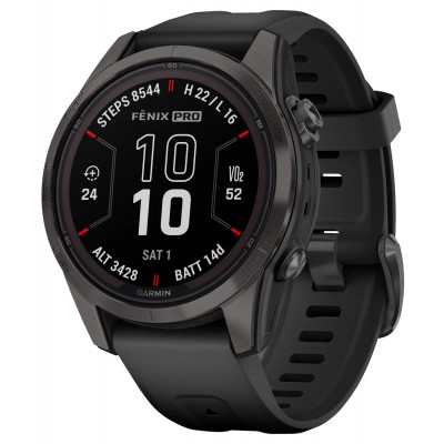 Смарт-часы Garmin Fenix 7S Pro Sapphire Solar Edition | 42 мм Carbon Gray DLC Titanium with Black Band (010-02776-11)