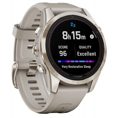 Смарт-часы Garmin Fenix 7S Pro Sapphire Solar Edition | 42 мм Soft Gold with Limestone Leather Band (010-02776-30)