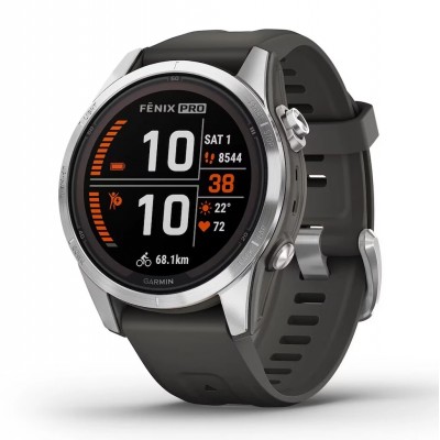 Смарт-годинник Garmin Fenix 7S Pro Solar Edition, 42 мм Silver with Graphite Band (010-02776-00/01)