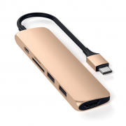 Satechi Slim V2 Aluminum Type-C Multi-Port Adapter 4K Gold (ST-SCMA2G)