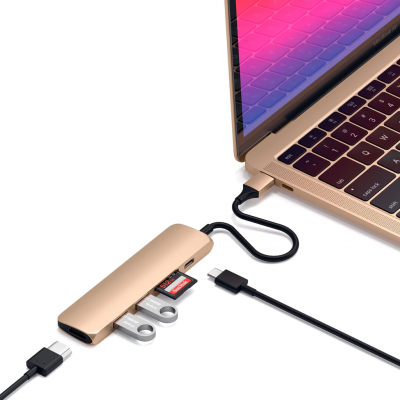Satechi Slim V2 Aluminum Type-C Multi-Port Adapter 4K Gold (ST-SCMA2G)