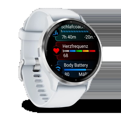 Смарт-часы Garmin Venu 3 Silver Stainless Steel Bezel with Whitestone Case and Silicone Band (010-02784-00/50)